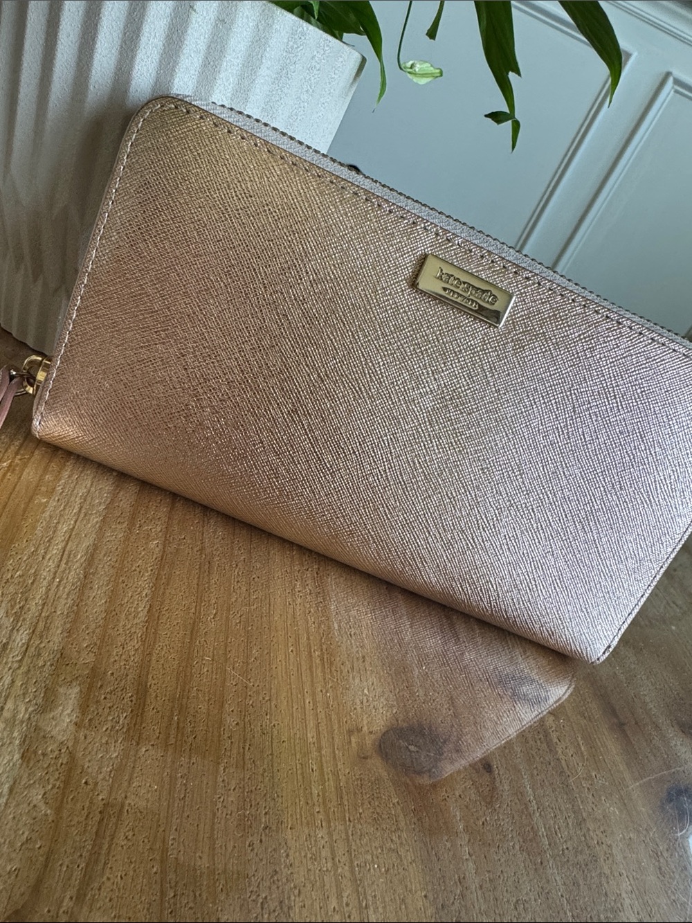 kate spade Metallic Rose Zip-Around Wallet